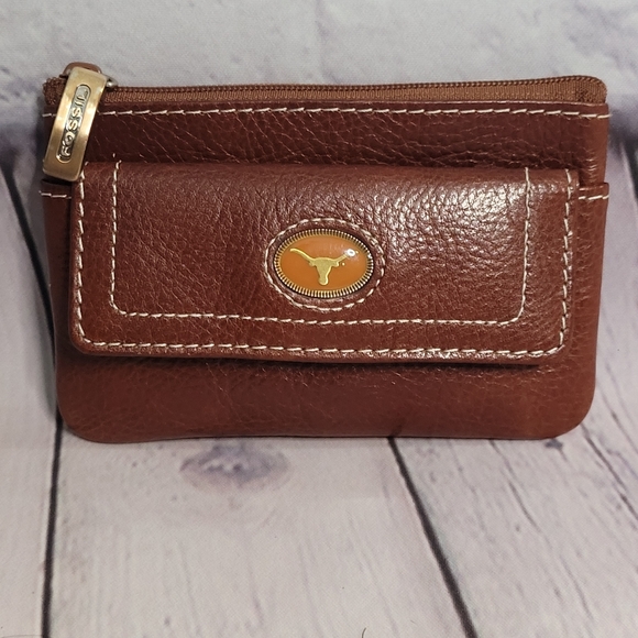 Fossil Bags Fossil Texas Longhorns Credit Card Coin Key Wallet